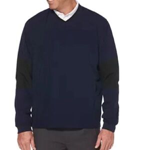 PGA TOUR Golf Men's Water Repellent Pieced Lined Sweater in Peacoat blue